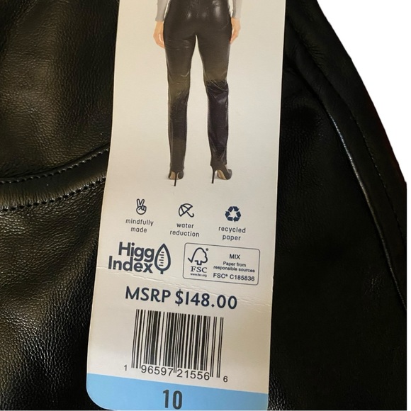 Joie Black Straight Leg Vegan Faux Leather Pants Size 10 NWT - Picture 7 of 13